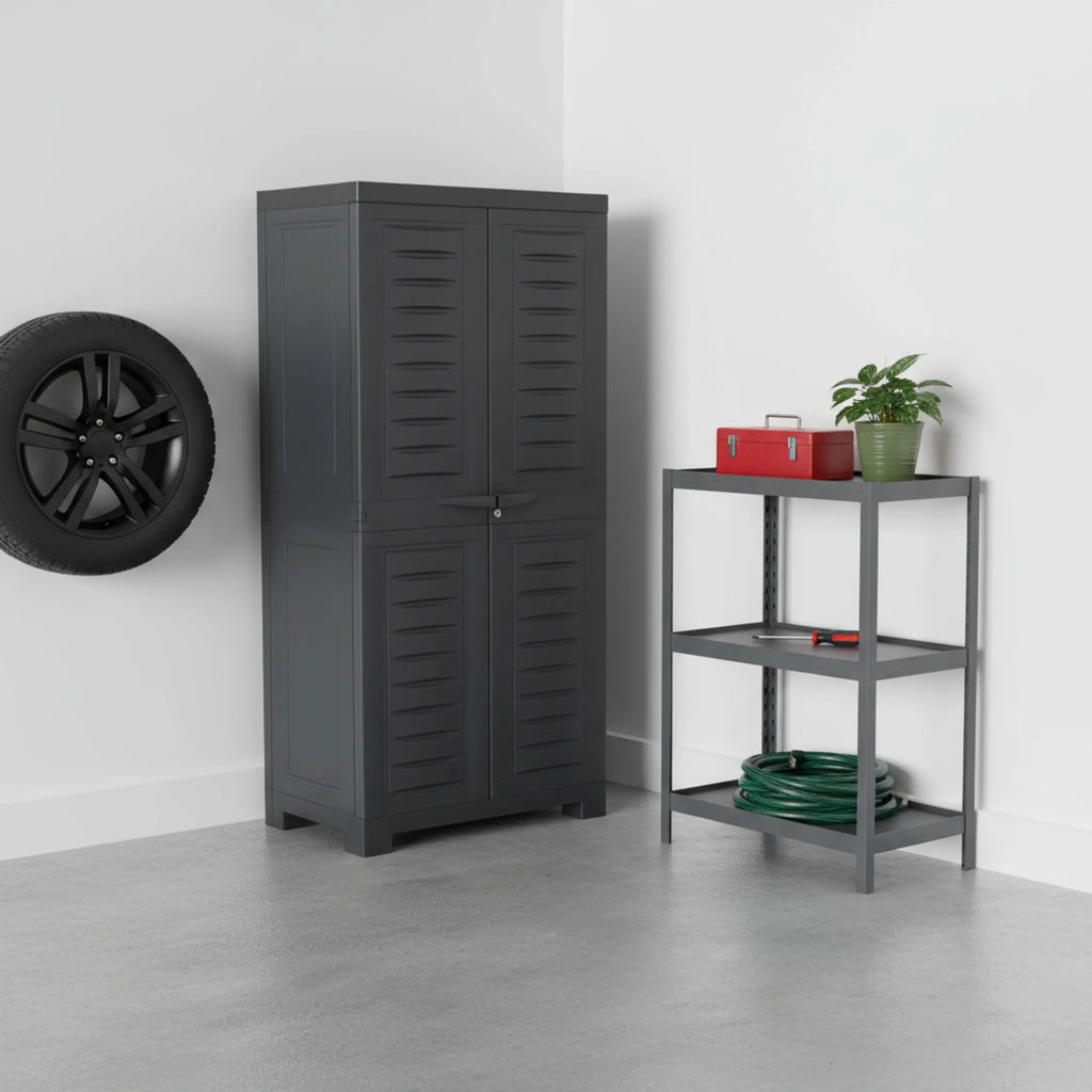 Heavy Duty Plastic Locking Two Door Utility Cabinet